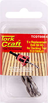TORK CRAFT REPL. DRILL BIT FOR DECKING TOOL 8G X 5PC PRE-DRILL AND COUNTERSINK