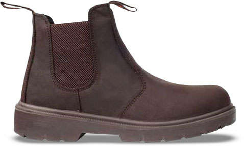 BOOT SAFETY CHEL PULL ON OIL/ACID ST/CAP BROWN S900S SIZE  8