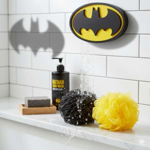 Batman Body Exfoliator Duo Set/2 - Black & Yellow Body Puff/Loofah