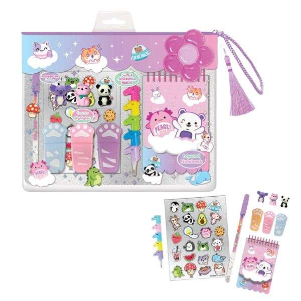 Hot Focus Colouring Stationery Set - Kawaii Axolotl