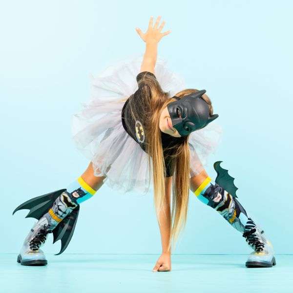 DC Batman Knitted Knee-High Socks, 3D Wings & Cape Ages 6-99