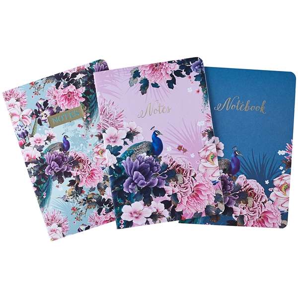 Design by Violet Notebooks A5 3 Pack Exquisite Peacock