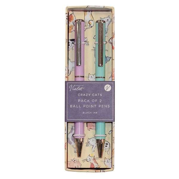 Ballpoint Pen 2 Pack Crazy Cats