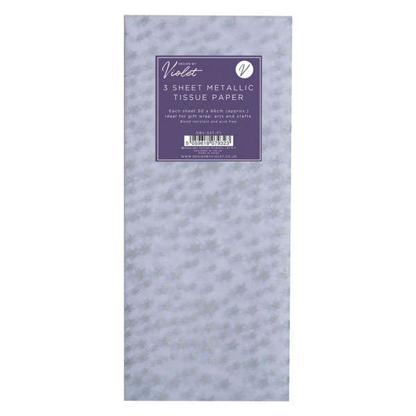 Tissue Paper 3 Sheet Metallic Star Silver