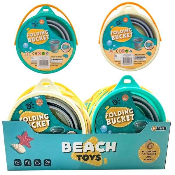 Collapsible Beach Bucket 16PC 2 Assorted