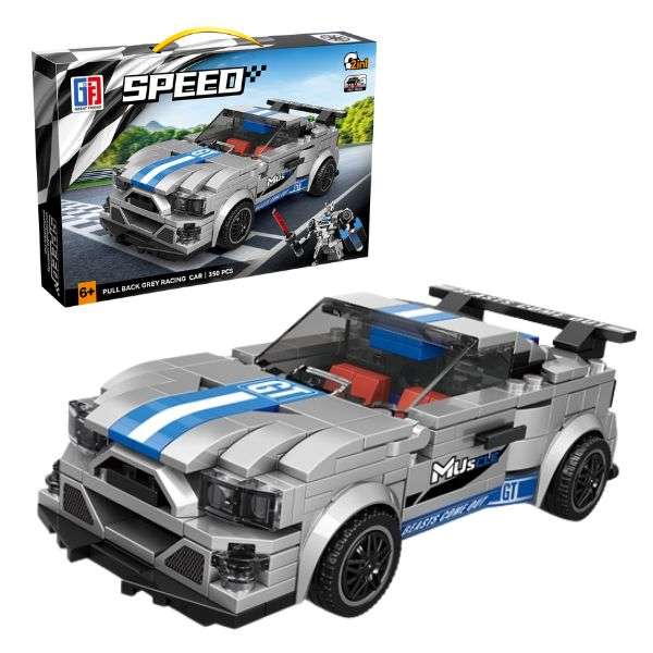 Speed Racing Car Building Blocks Grey 350 Pcs 2-in-1