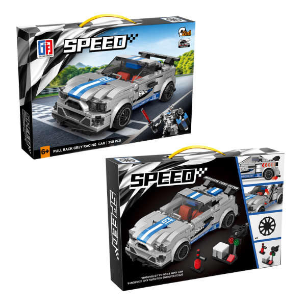 Speed Racing Car Building Blocks Grey 350 Pcs 2-in-1