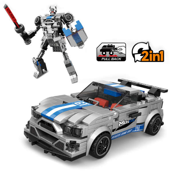 Speed Racing Car Building Blocks Grey 350 Pcs 2-in-1
