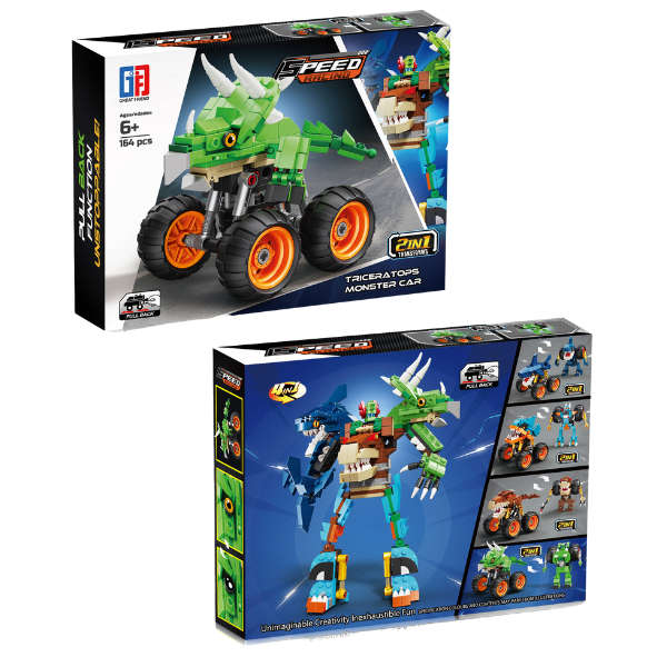 Dino Car Building Blocks 164pc 2-in-1