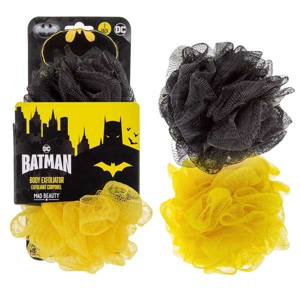 Batman Body Exfoliator Duo Set/2 - Black & Yellow Body Puff/Loofah