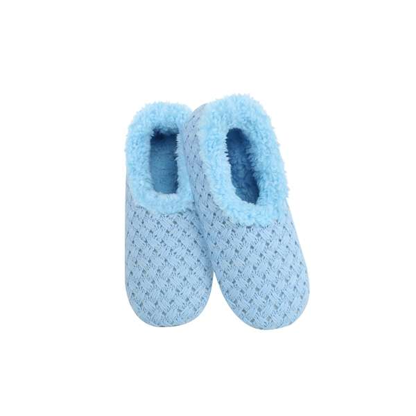 snoozies Womens Fleece Slippers Keep me in Stitches Blue