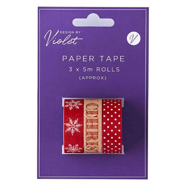 Paper Tape 3 Pack Red Christmas