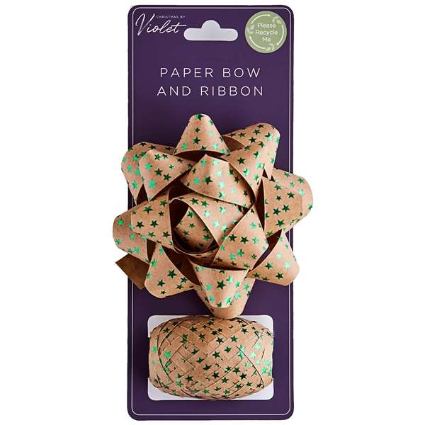 Large Foil Paper Bow & Cop Green