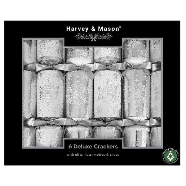 Christmas Crackers 6 Deluxe Silver Snowflake