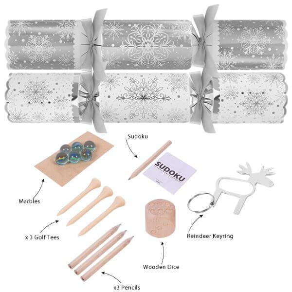 Christmas Crackers 6 Deluxe Silver Snowflake