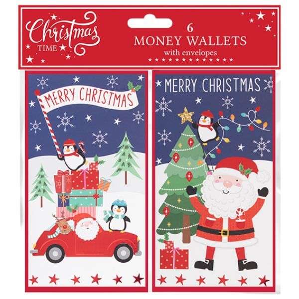 Money Wallets 6 Pack Foil Merry Christmas