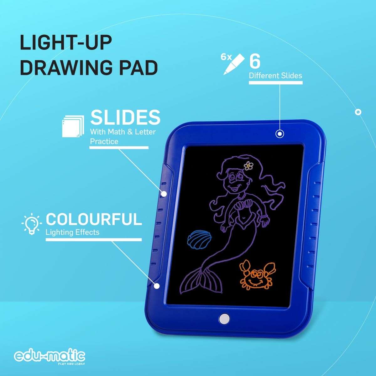 EDU - Light up drawing pad with 6 colours and stencils