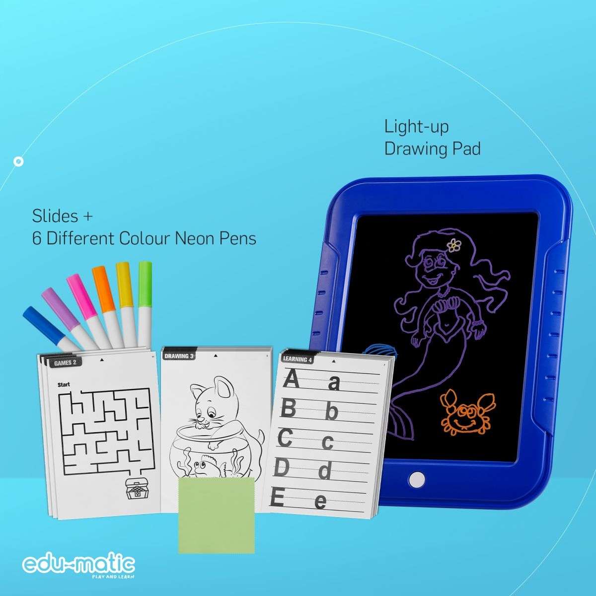 EDU - Light up drawing pad with 6 colours and stencils