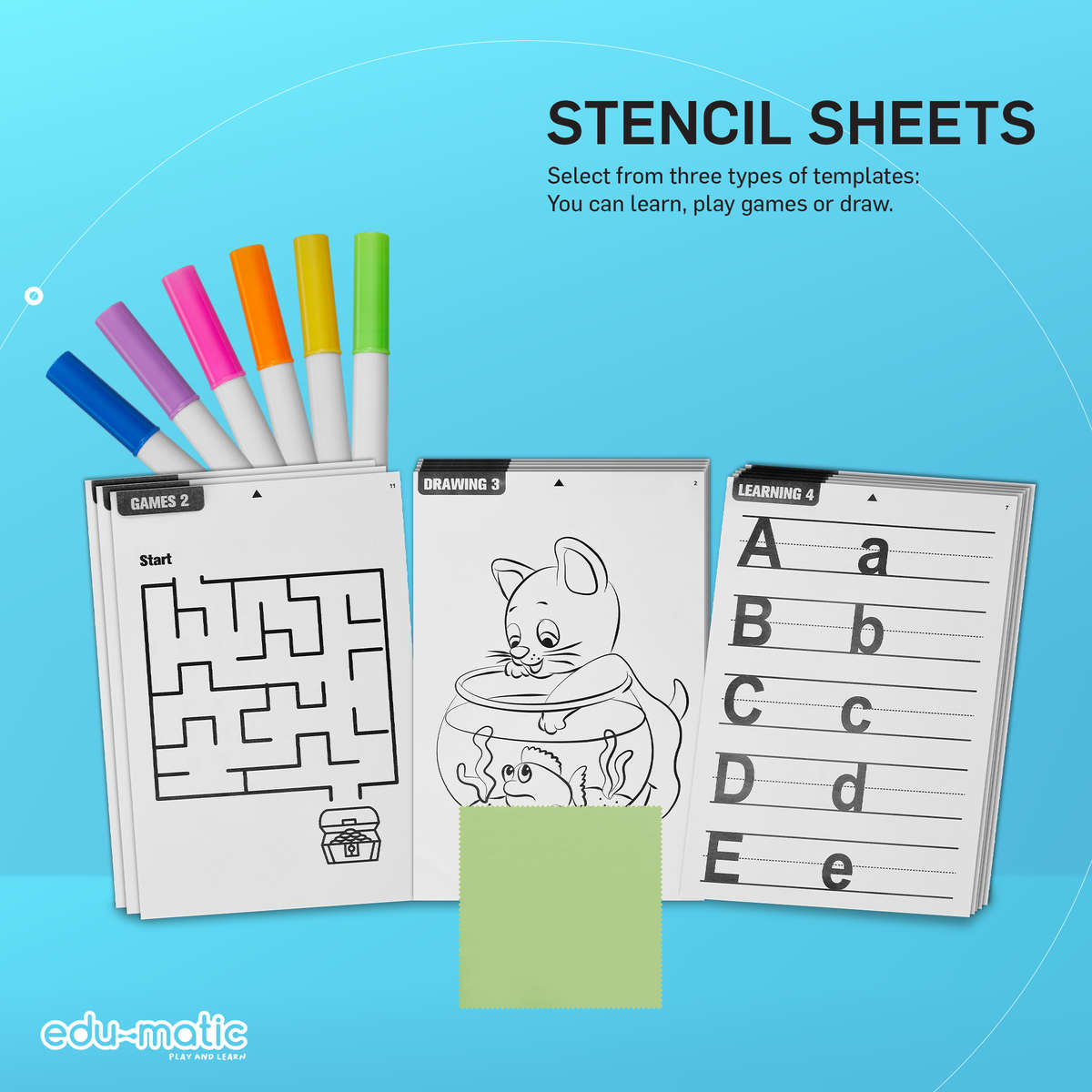 EDU - Light up drawing pad with 6 colours and stencils