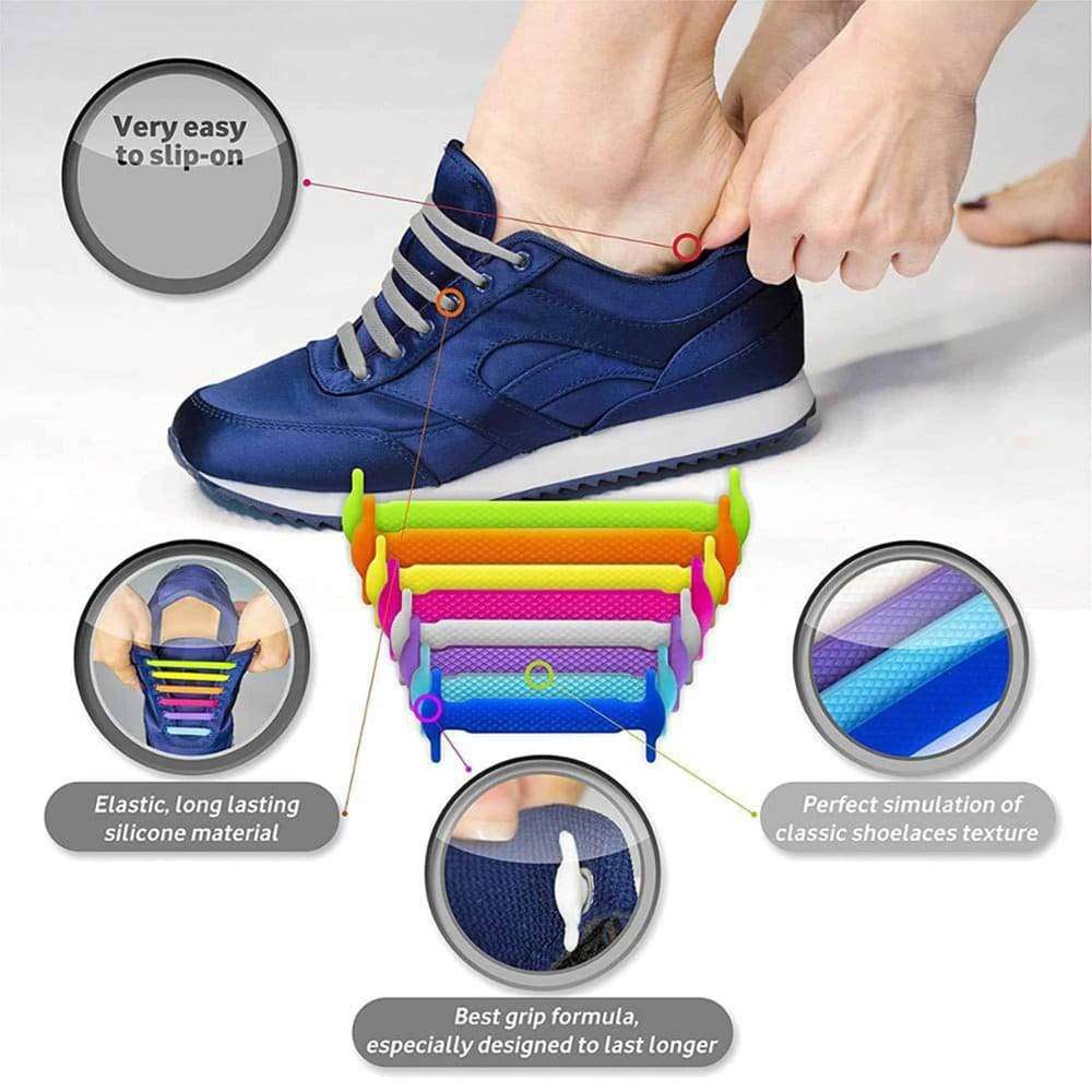 Killer Deals elastic lazy no-tie silicone speed laces - Rainbow (Kids)