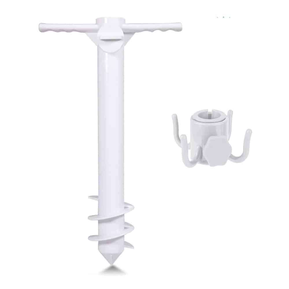 Killer Deals Beach Umbrella Holder Anchor Screw Stake & Towel Hook Set