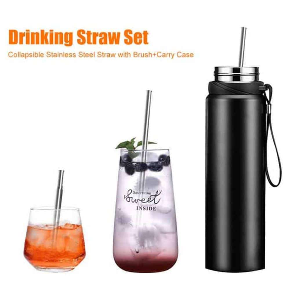 Killer Deals Stainless Steel Metal Reusable Telescopic Drinking Straw