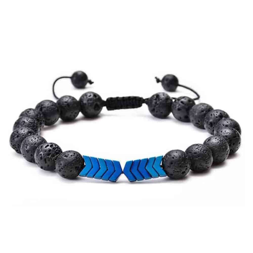 Aromatherapy arrow lava stone oil diffuser bracelet - Black