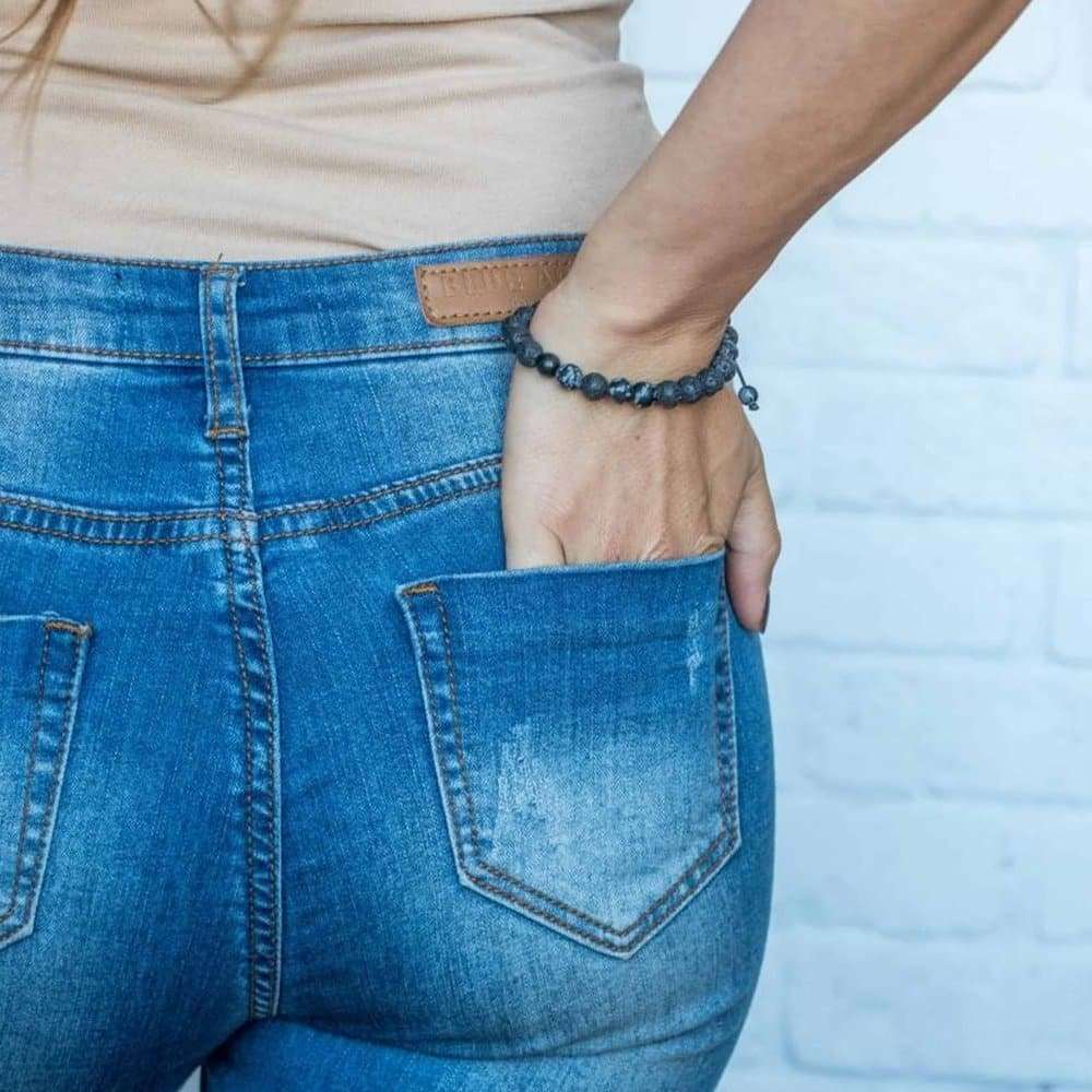 Aromatherapy arrow lava stone oil diffuser bracelet - Black