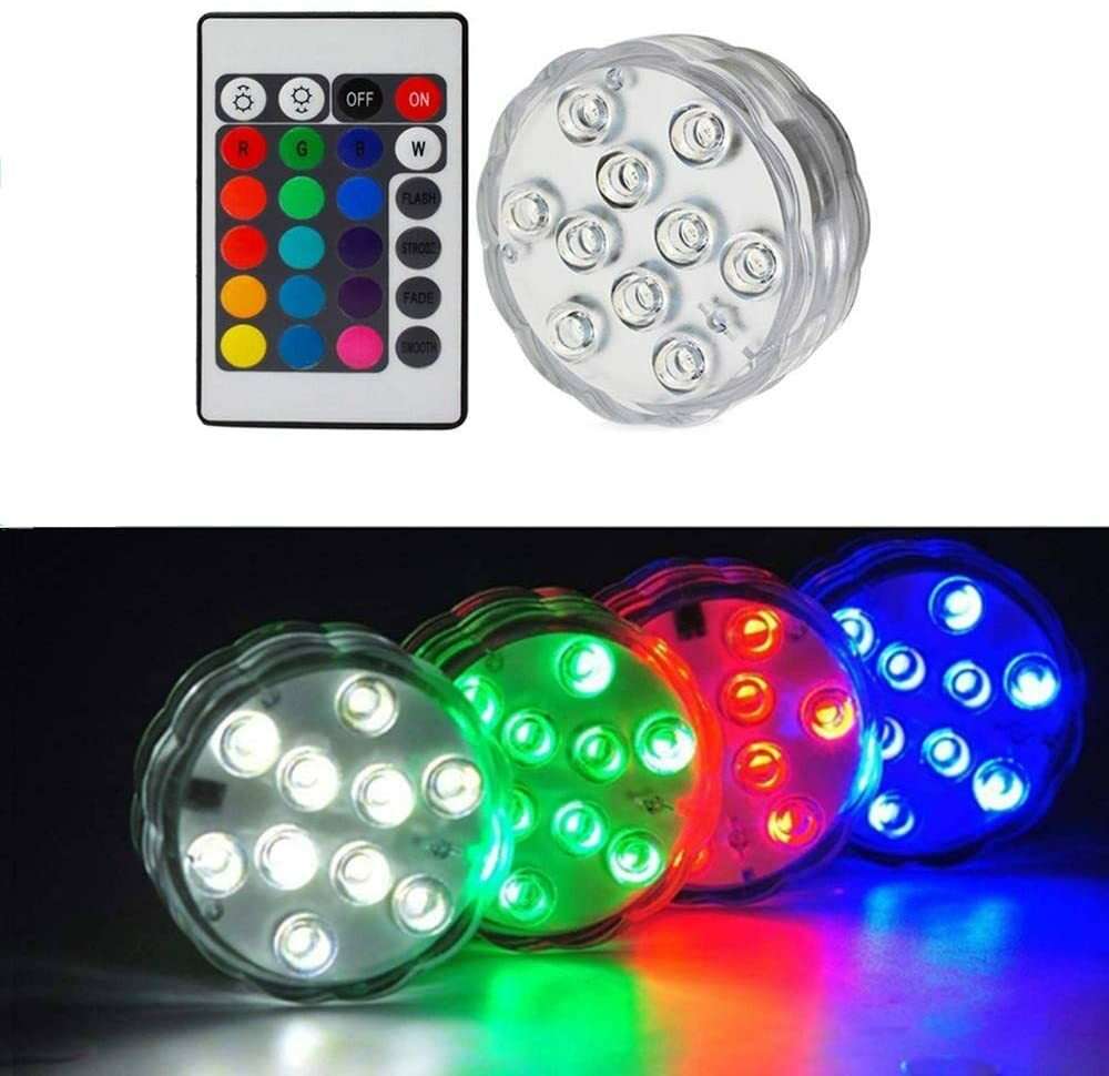 10 LED Colorful Submersible Light With Remote Control