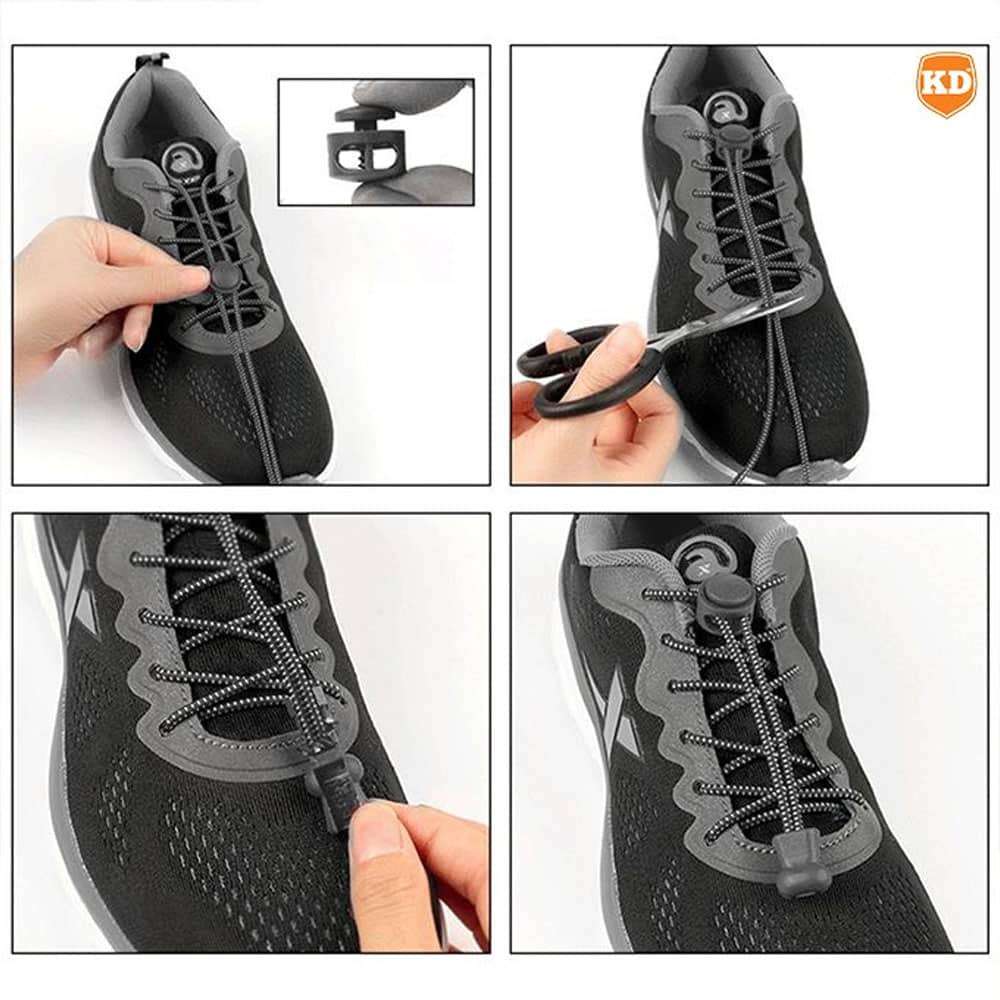 Killer Deals Elastic No Tie Speed Shoelaces- Black /Orange/Purple Combo