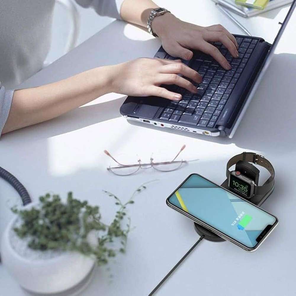 Killer Deals 2-in-1 Wireless Fast Charging Dock for iPhone/ Watch/ Samsung