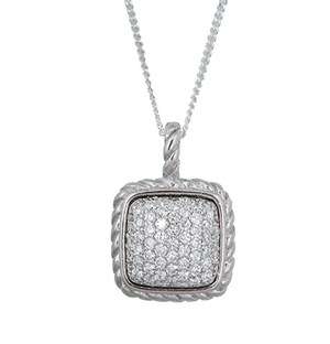 Sterling Silver Square Cubic Zirconia Necklace