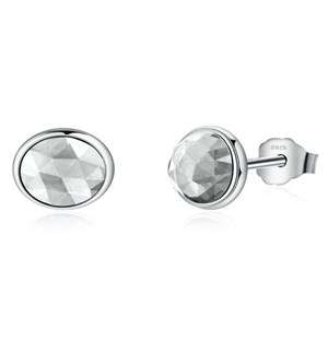 Silver April Cubic Birthstone Studs