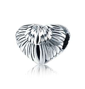 Silver Heart Angle Wing Charm