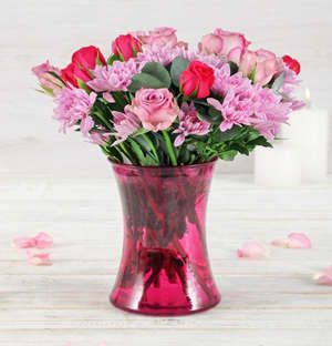 Roses and Sprays in Lady Pink Vase