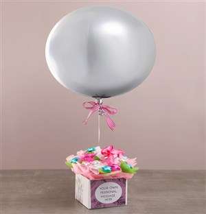 Personalised Silver Balloon Edible Arrangement