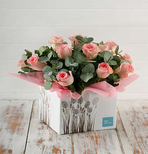 Pink Roses in Fountain Box
