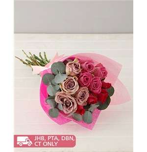 Lilac and Pink Rose Bouquet