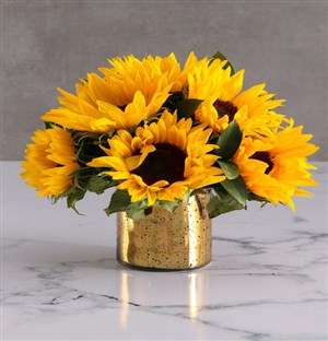 Sunflowers in a Gold Vase