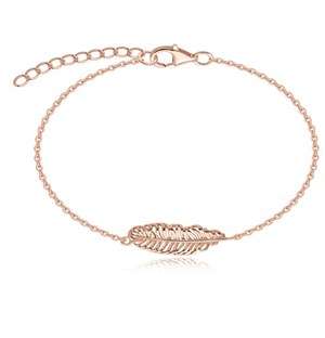 Silver Rose Feather Barcelet