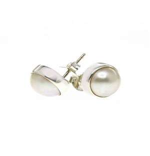 Fresh Water 10mm White Mabe Pearl Earrings