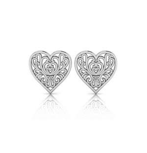 WHY Silver Filigree Heart Earrings