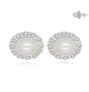Halo Silver Pearl Studs