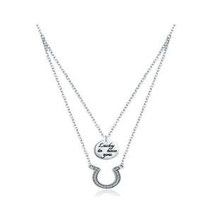 Silver CZ Lucky You Necklace