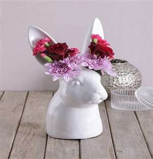 Mixed Flowers in Rabbit Vase