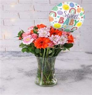 Precious Pink And Orange Baby Arrangement