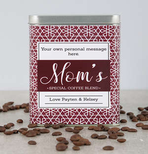 Personalised Red Flake Moms Blend Coffee Tin