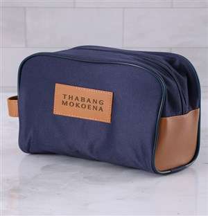 Personalised Mens Navy Blue Wash Bag
