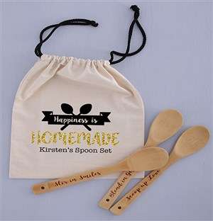 Personalised Spoon Set in Drawstring Bag