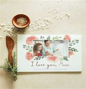 Personalised Love Mom Glass Chopping Board